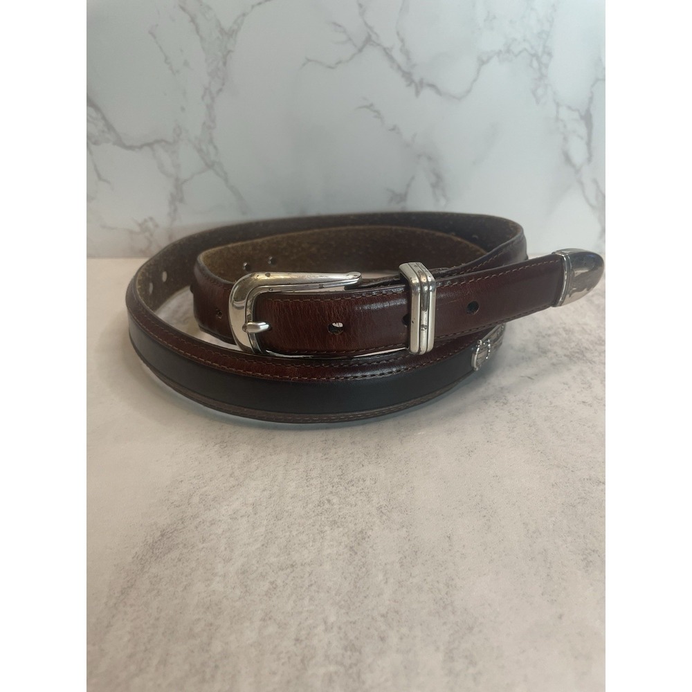 Men's Onyx by Brighton Golf Ornament Leather Belt Two-Tone Sz 42